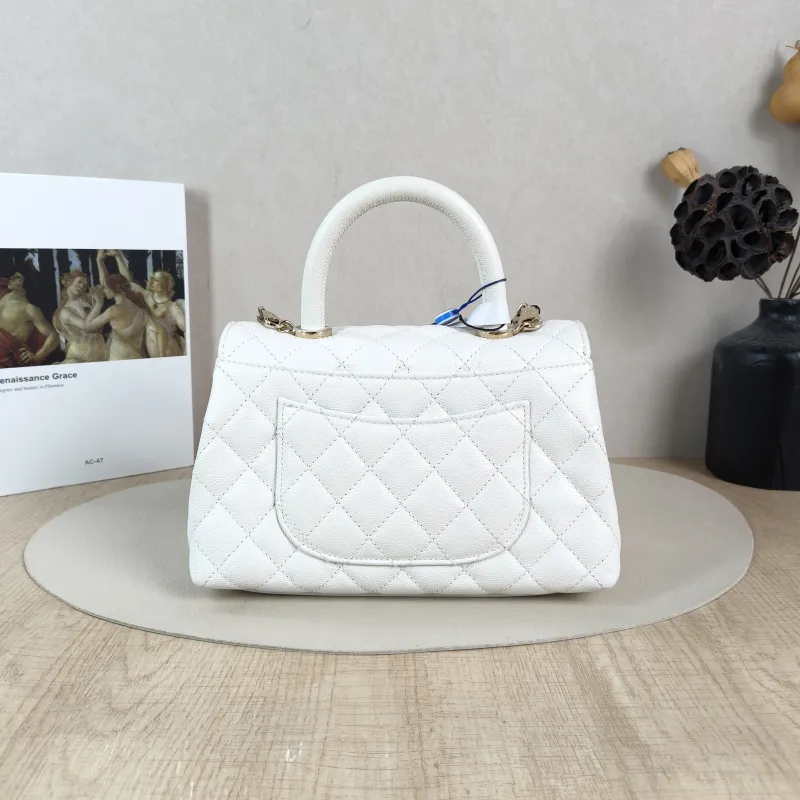 Chanel Top Handle Bag Coco HandleWhite Grained Calfskin Small24 × 10 × 14 cm — cover view 5 of 5