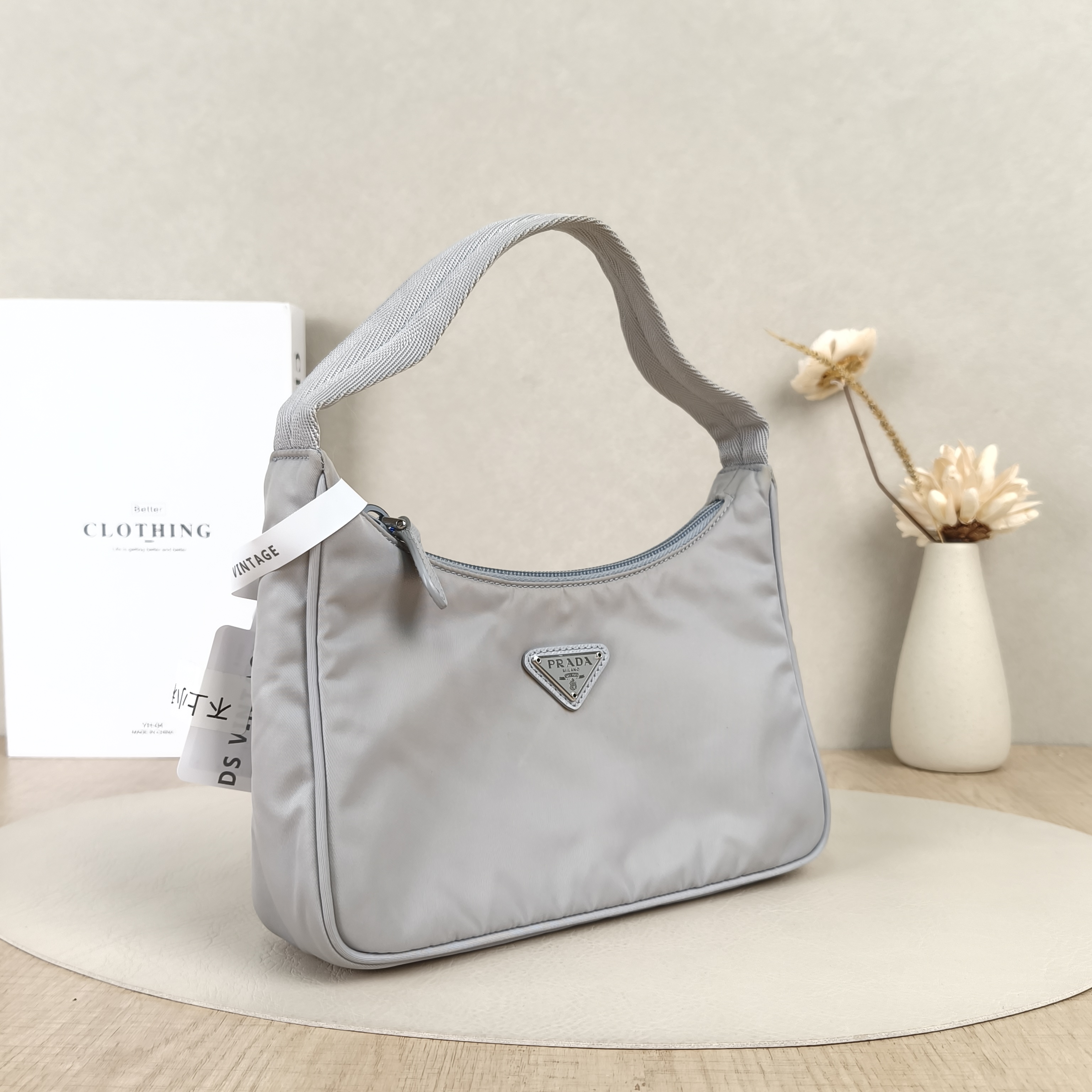 PRADA Shoulder Bag Re-Edition hobo Blue Nylon 22 × 6 × 17 cm — cover view 7 of 9