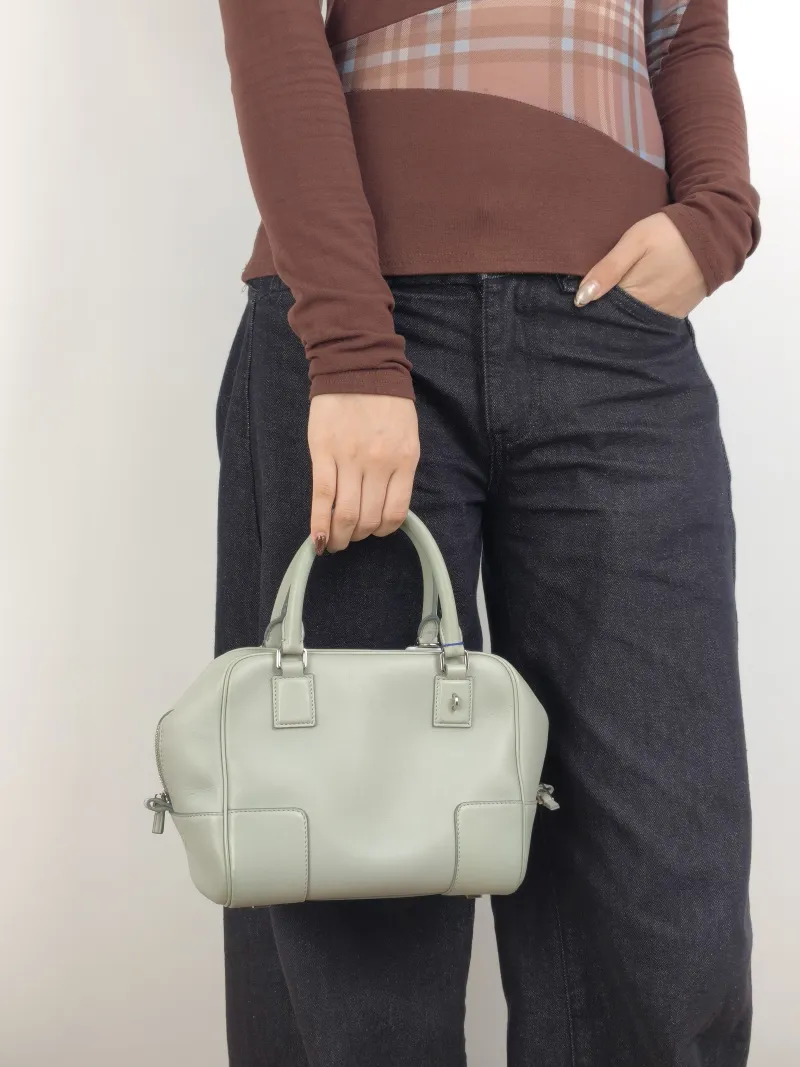 LOEWE Crossbody Bag amazona 19 Grey Calfskin Small 20.5 × 11.5 × 18 cm — on-model view 1 of 2