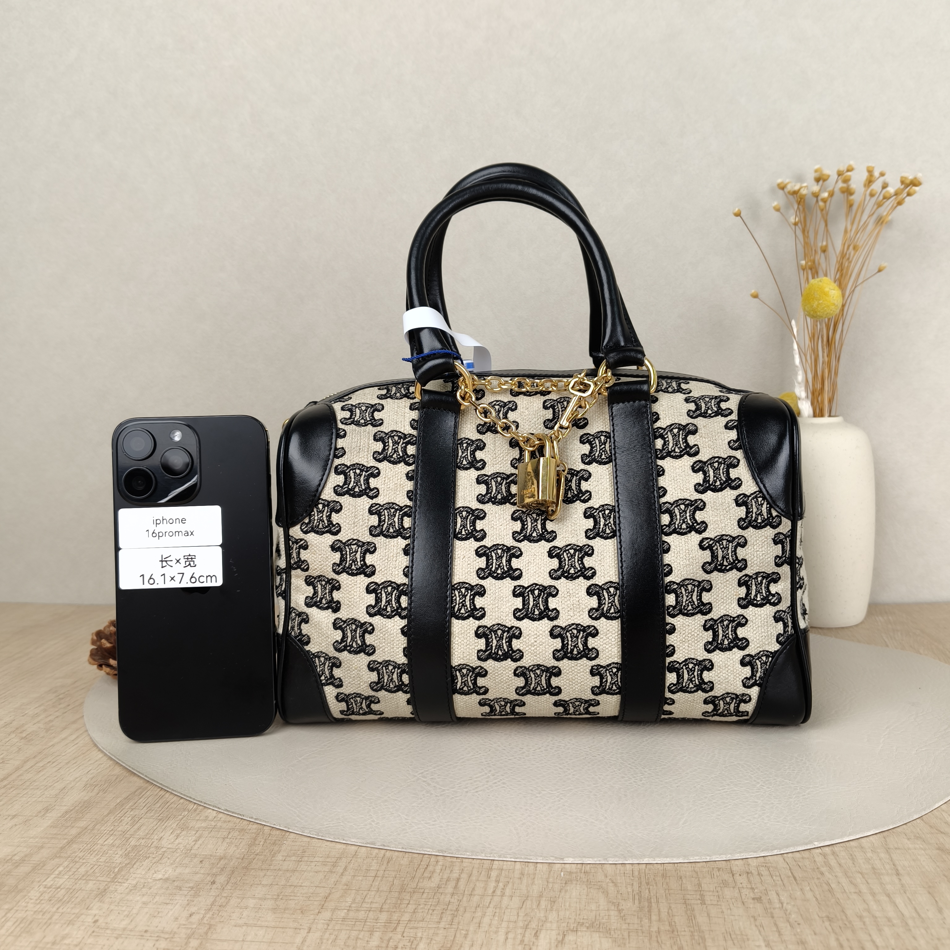 CELINE Crossbody Bag Black · White Canvas One Size26 × 14 × 16 cm — cover view 5 of 5
