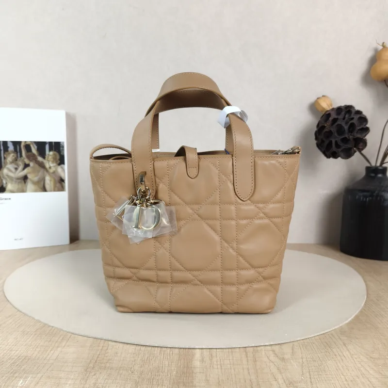 DIOR Top Handle Bag TOUJOURS Edition Brown Calfskin Small 18.5 × 12 × 18.5 cm