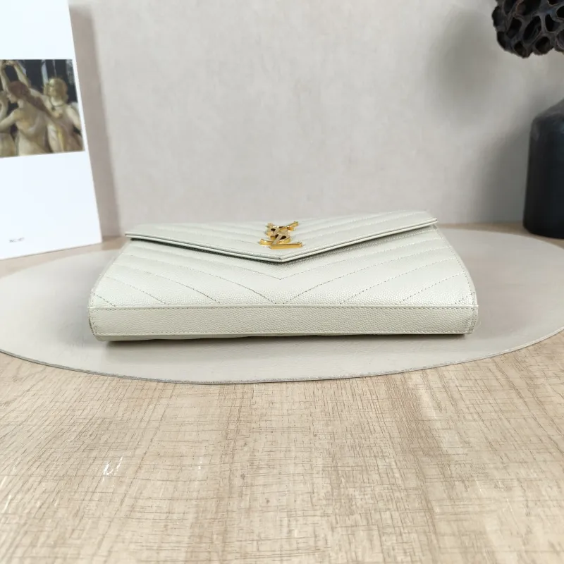 SAINT LAURENT Crossbody Bag CASSANDRE ENVELOPE White Calfskin 22.5 × 4 × 14 cm — cover view 5 of 5