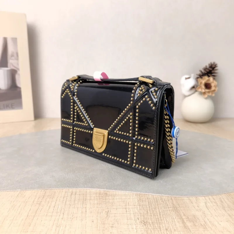 DIOR Crossbody Bag ama Black Patent Leather Mini 19 × 3 × 12 cm — cover view 4 of 5