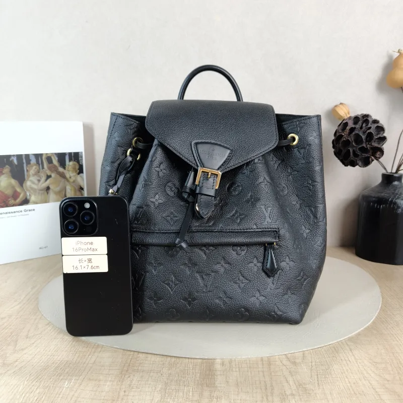 Louis Vuitton Backpack Montsouris Backpack Black Monogram Empreinte Embossed Calfskin Small 27.5 × 14 × 33 cm — cover view 2 of 5