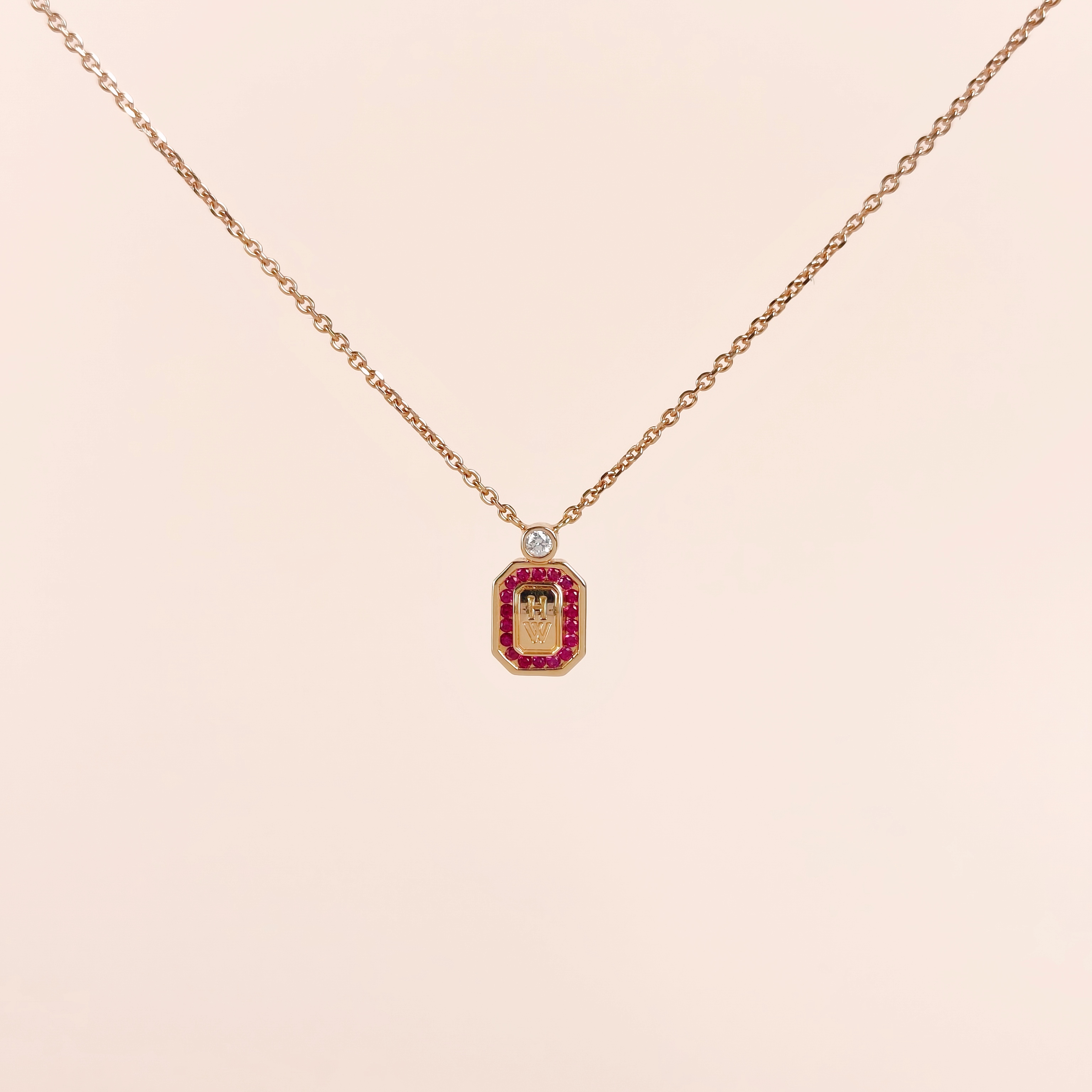 HARRY WINSTON Necklace HW Logo Necklace Diamond18KR ose Gold One Size40cm