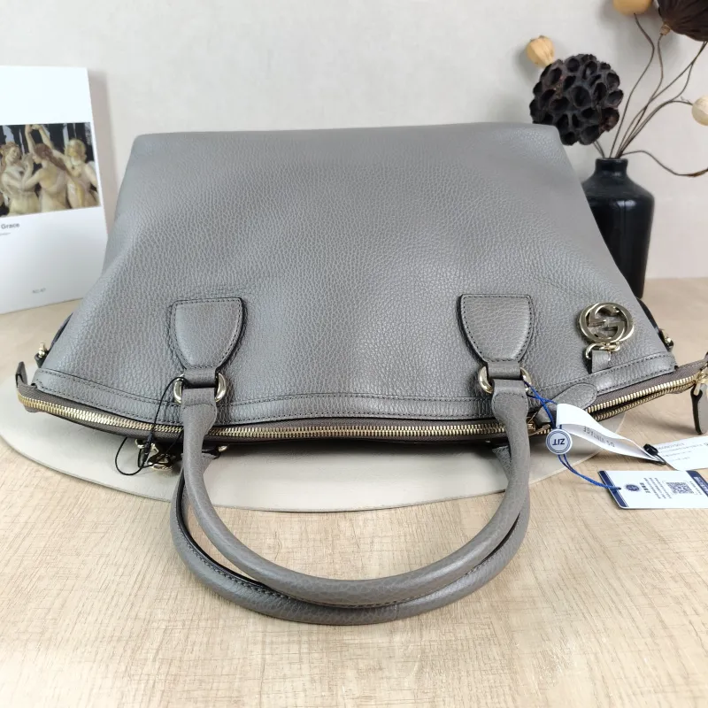 GUCCI Shoulder Bag Tote Bag Grey Calfskin One Size36 × 16 × 28 cm — detail view 11 of 12