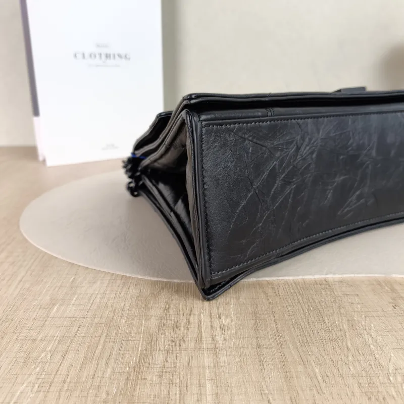 BALENCIAGA Shoulder Bag CRUSH Chain Bag Black Calfskin Medium30 × 13 × 20 cm — detail view 3 of 13