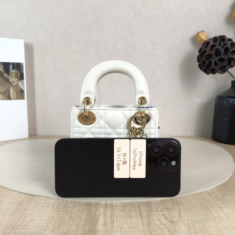 DIOR Crossbody Bag Lady Lady Dior Bag White Lambskin Mini 12 × 5 × 10 cm — cover view 5 of 5