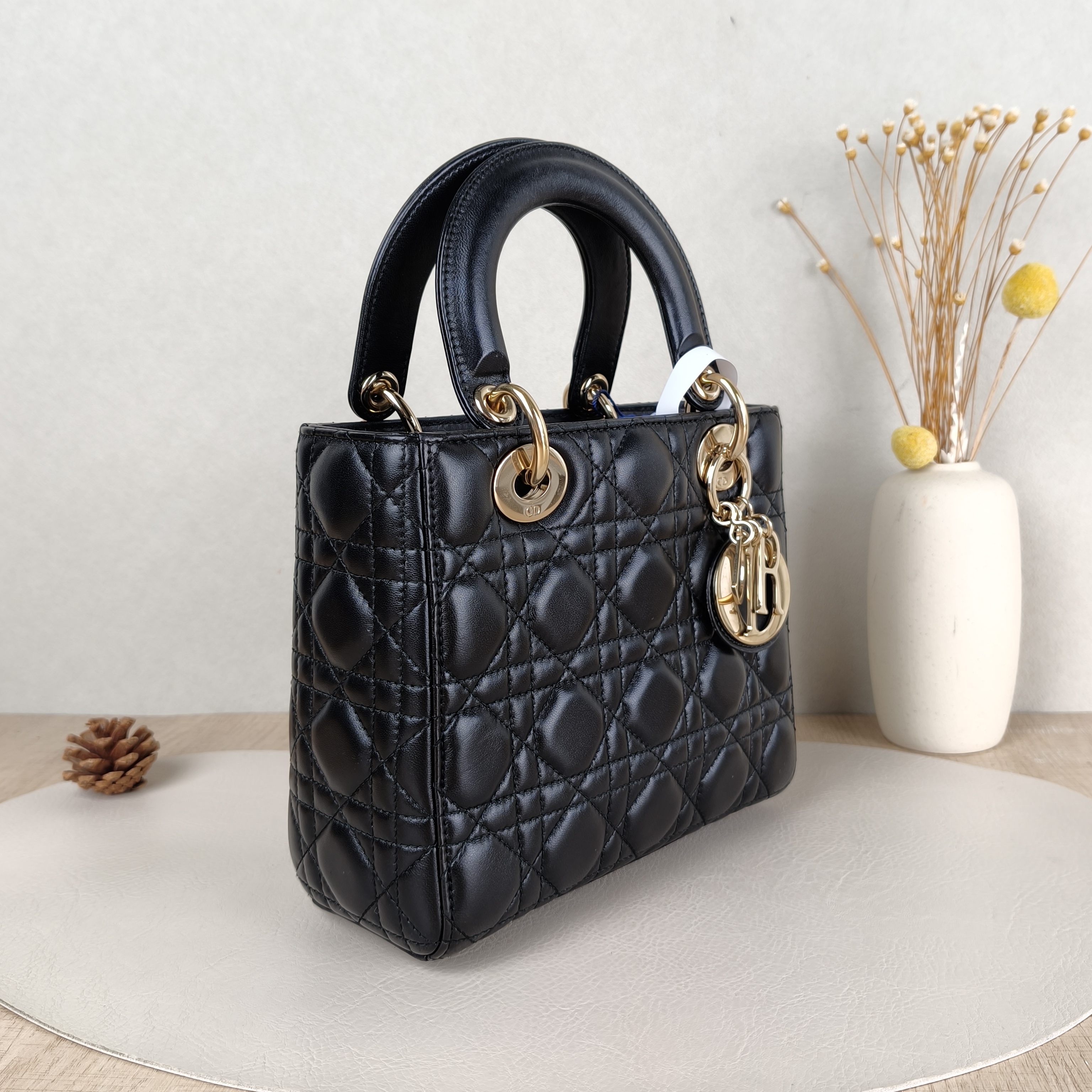 DIOR Top Handle Bag Lady Lady Dior Bag Black SL ambskin Small20 × 8 × 18 cm — cover view 4 of 5