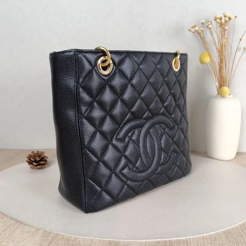 Chanel Shoulder Bag Petite Shopping Tote PST Shopping Tote Black Grained Calfskin Small 24 × 9 × 25 cm 14 — cover view 3 of 5