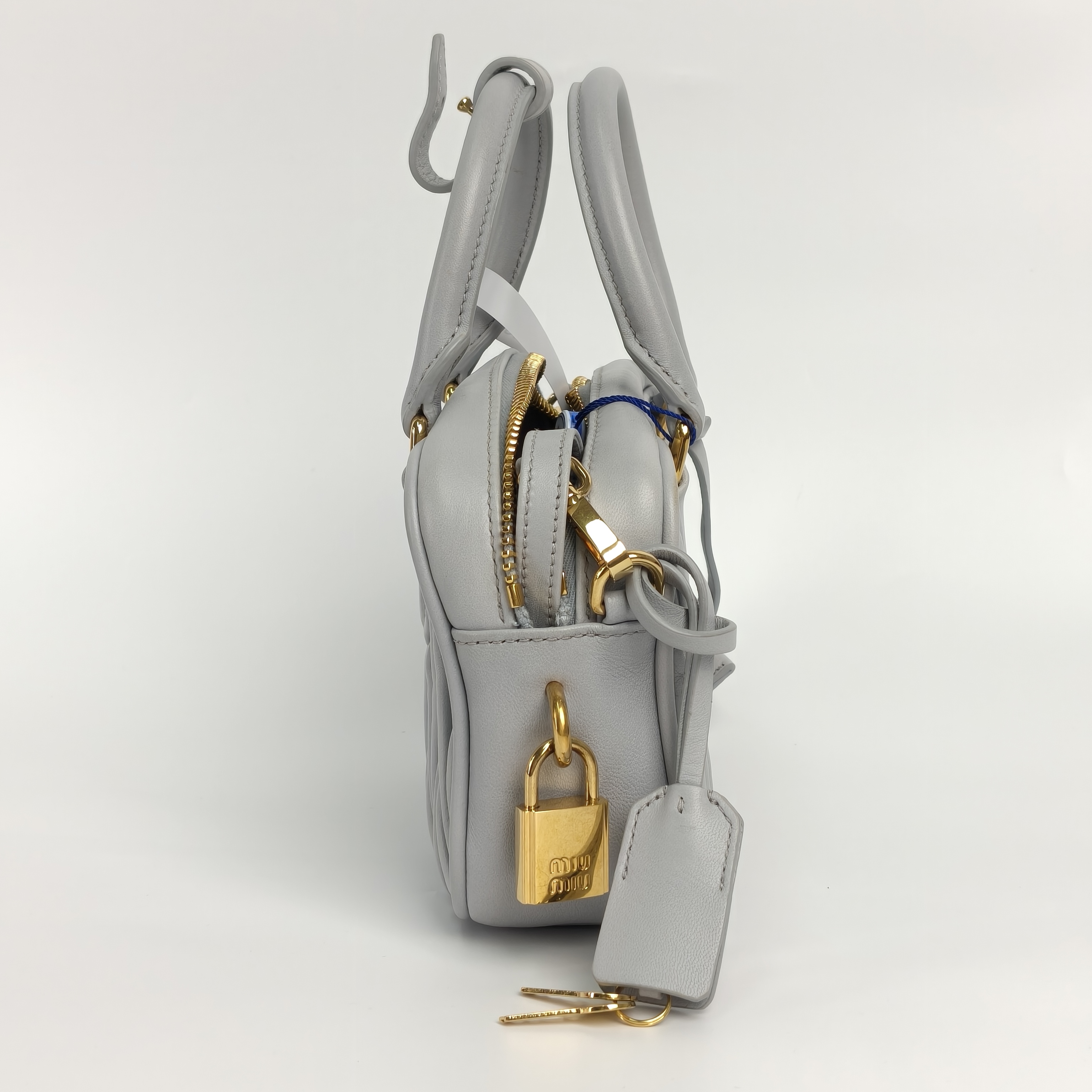 Miumiu Top Handle Bag Arcadie MatelasséCollection Edition Grey Lambskin Small19 × 6 × 13 cm — cover view 7 of 9