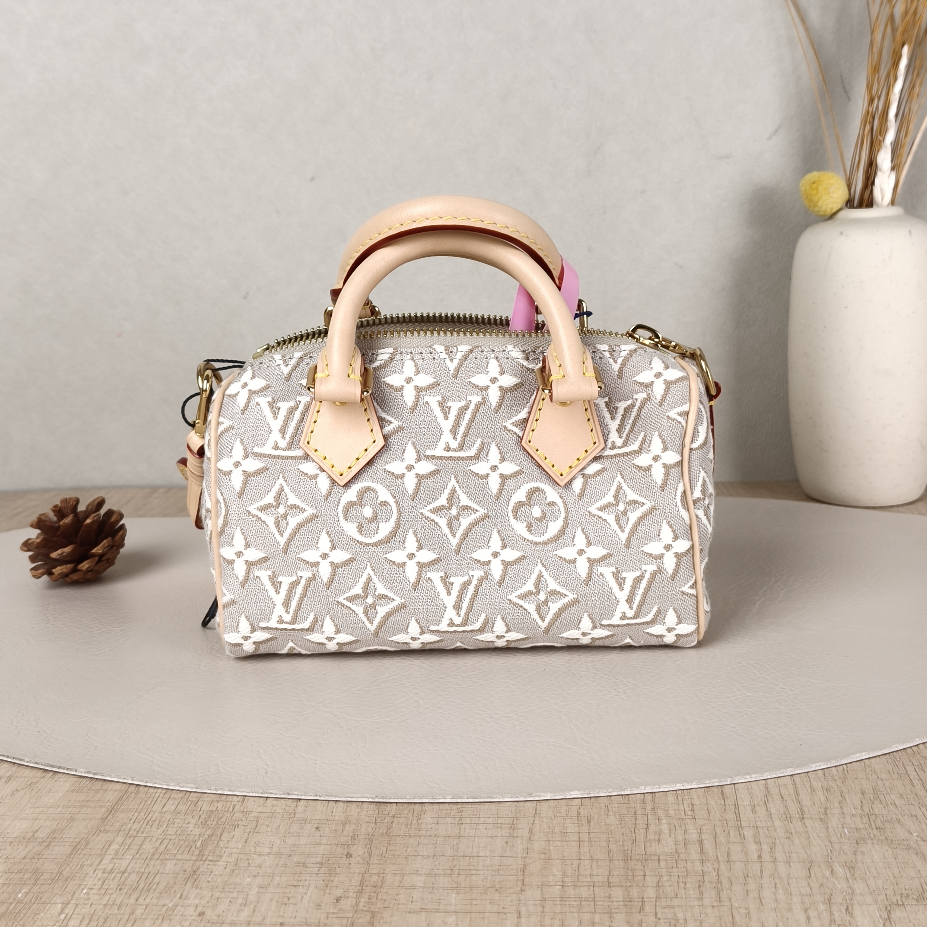 Louis Vuitton Crossbody Bag Speedy Nano Beige nano16 × 7.5 × 10 cm