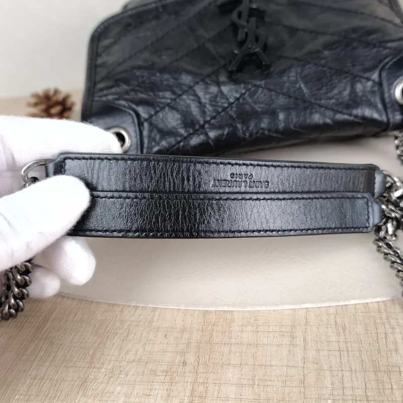 SAINT LAURENT Crossbody Bag Niki D Waxed Leather Calfskin Small 21 × 7.5 × 16 cm — detail view 1 of 13