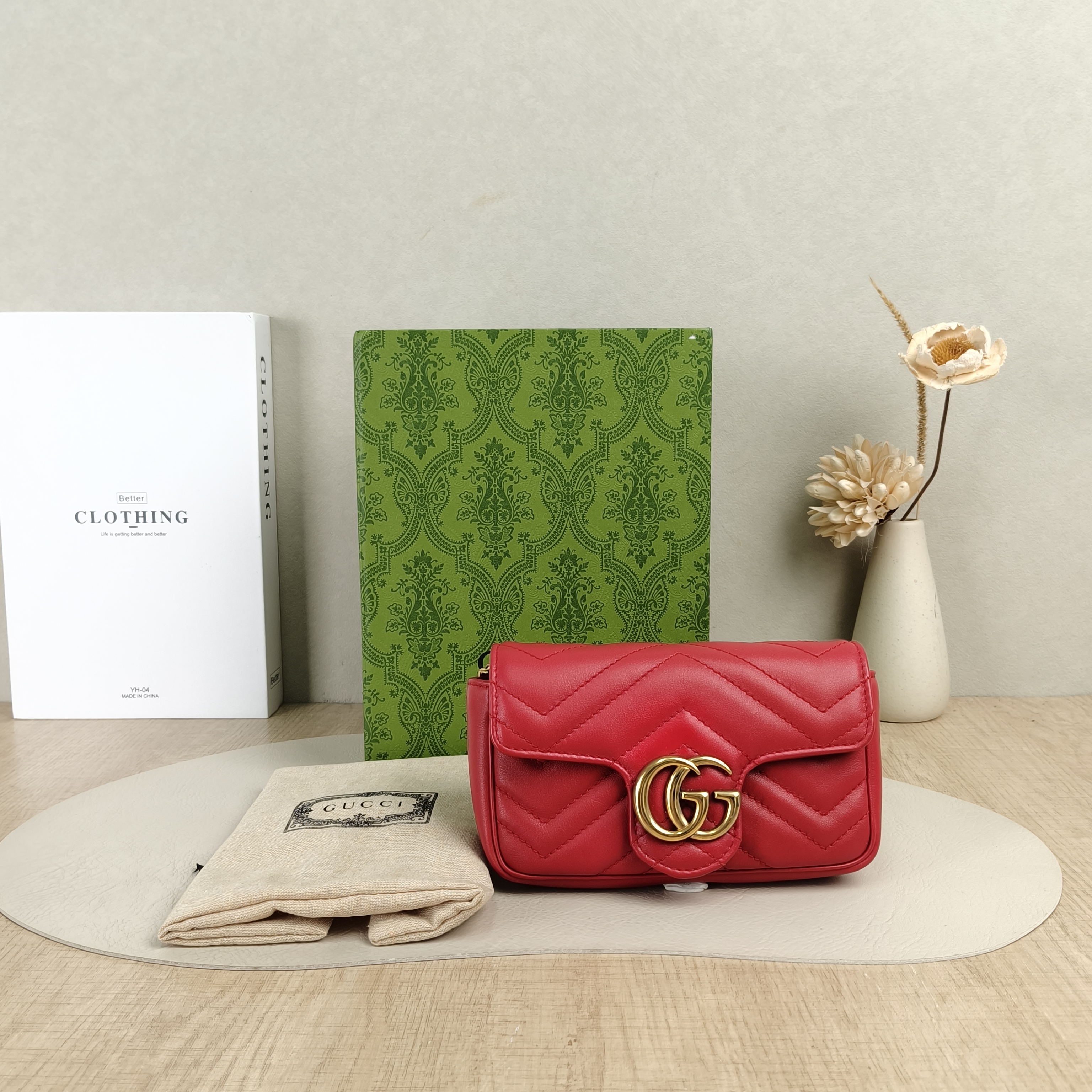 GUCCI Crossbody Bag GG Marmont Mini Marmont Mini Red Calfskinmini16.5 × 4.5 × 9.5 cm — cover view 4 of 6