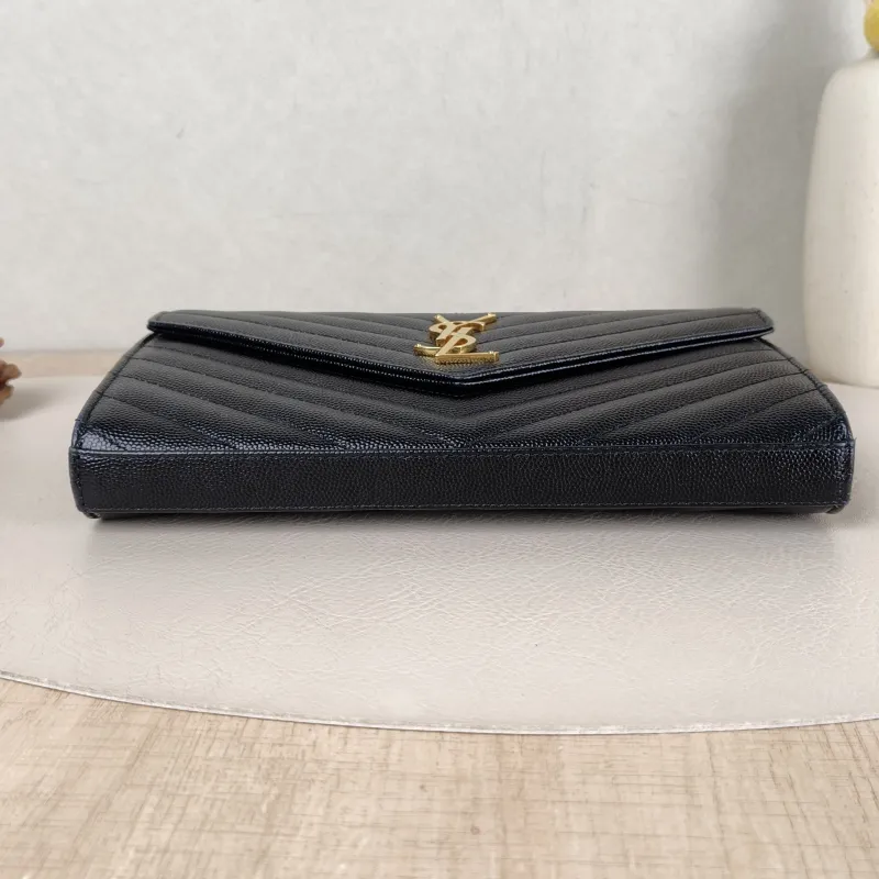 SAINT LAURENT Crossbody Bag CASSANDRE ENVELOPE Black Calfskin One Size 22.5 × 4 × 14 cm — cover view 2 of 6