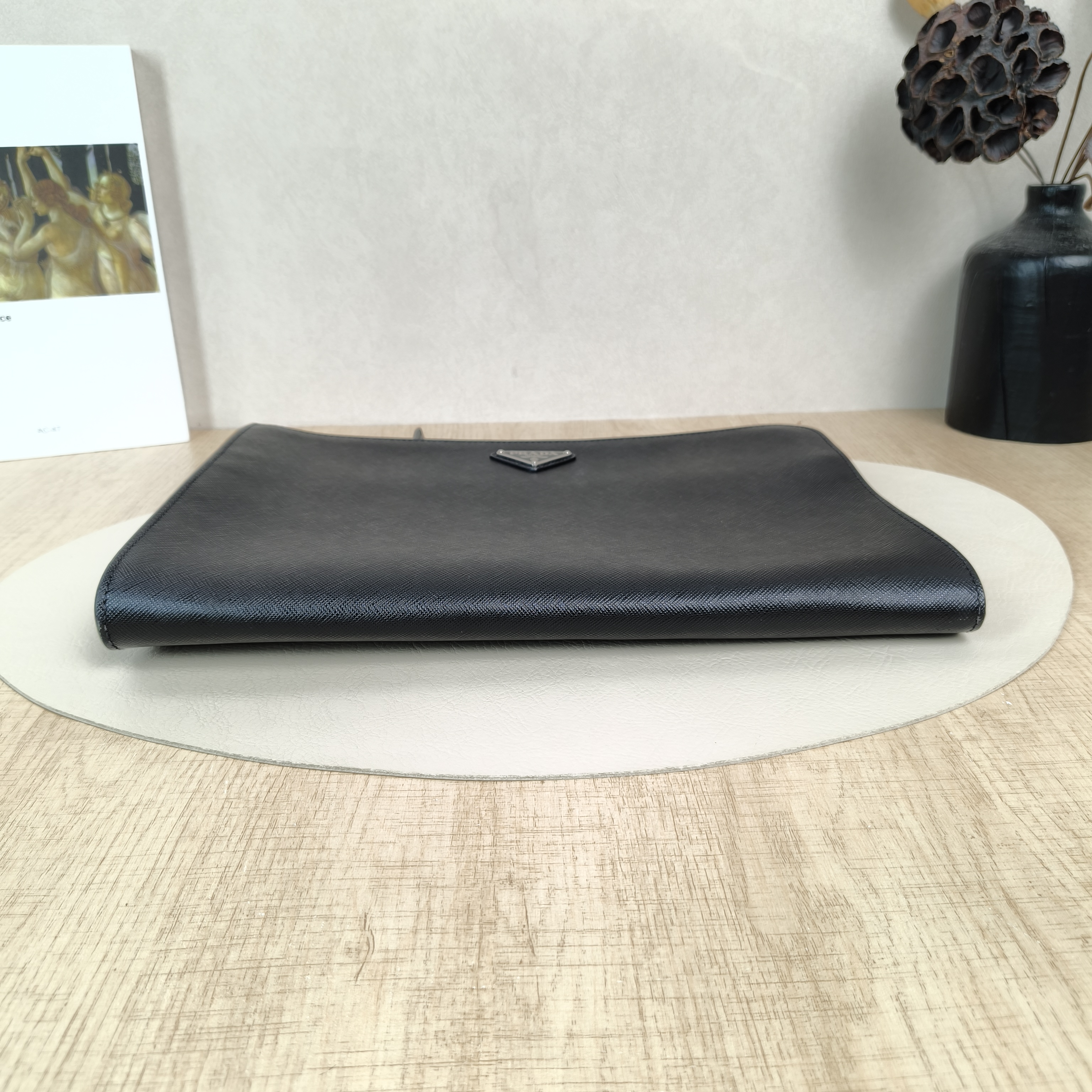 PRADA Clutch Clutch Black Calfskin One Size33 × 4 × 24 cm — cover view 2 of 4