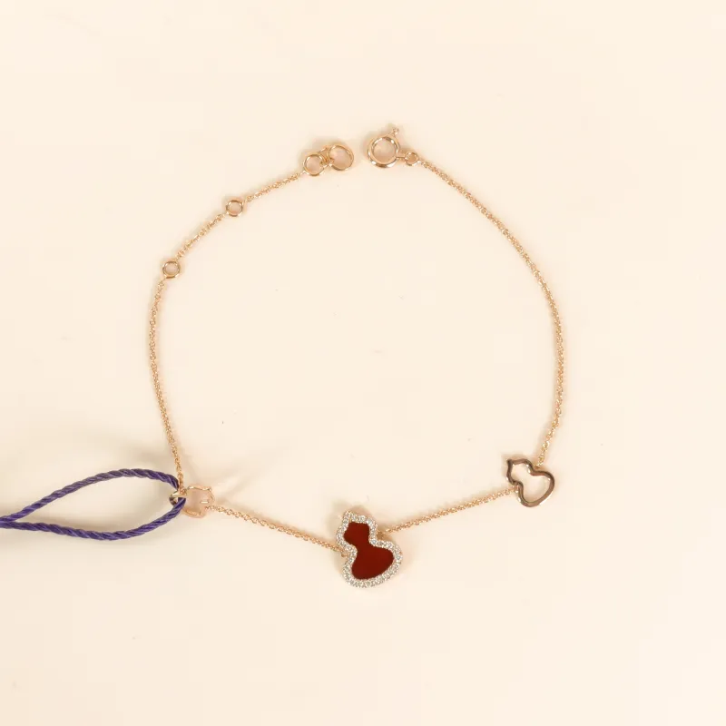 Qeelin Bracelet Wulu Collection Bracelet Red Agate Diamond18KR ose Gold One Size 18cm