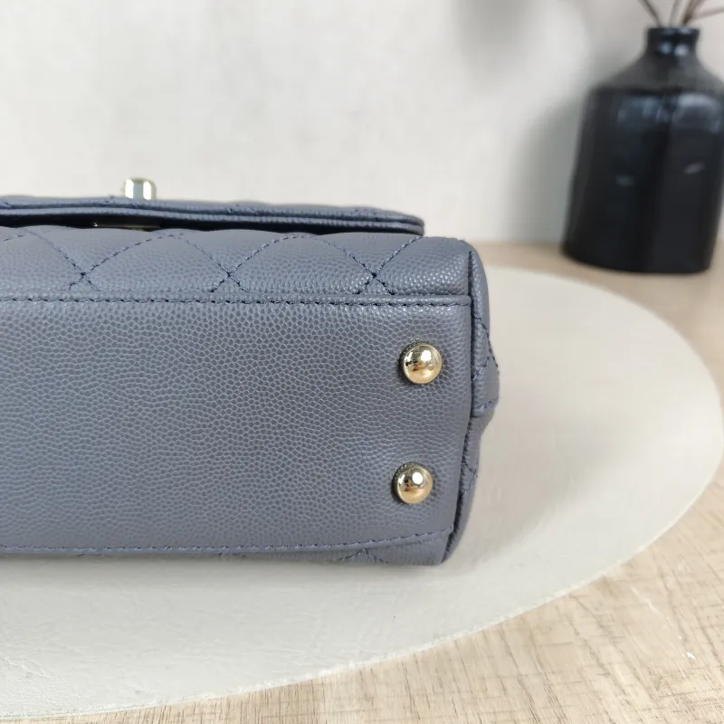 Chanel Crossbody Bag Coco Handle​ Dark Grey Grained Calfskin Mini 19 × 9 × 13 cm — detail view 6 of 14