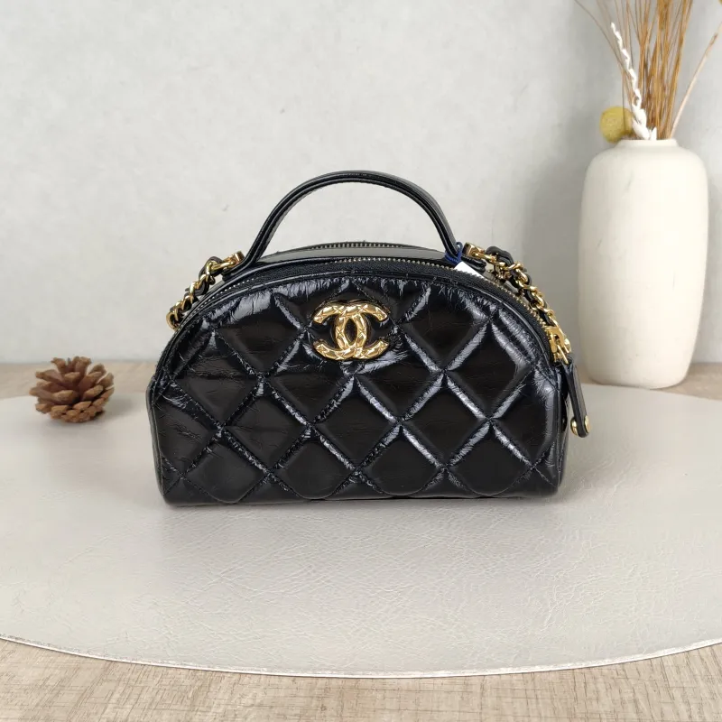 Chanel Crossbody Bag Crossbody Bag Black Waxed Leather One Size 17 × 7 × 10.5 cm
