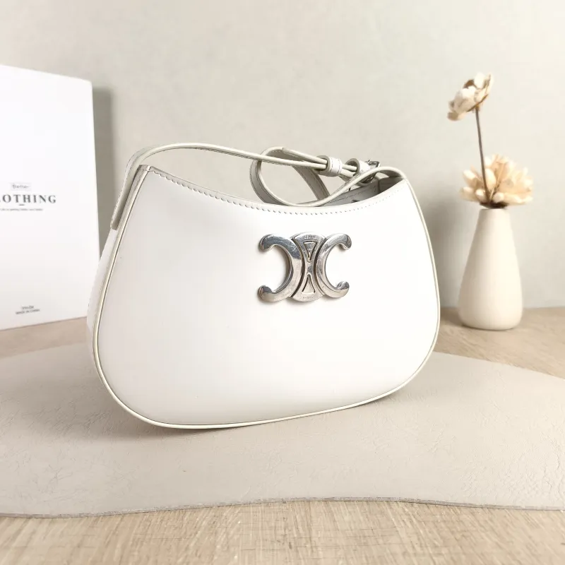 CELINE Shoulder Bag tilly White Calfskin Medium 22 × 4 × 13.5 cm — cover view 3 of 5