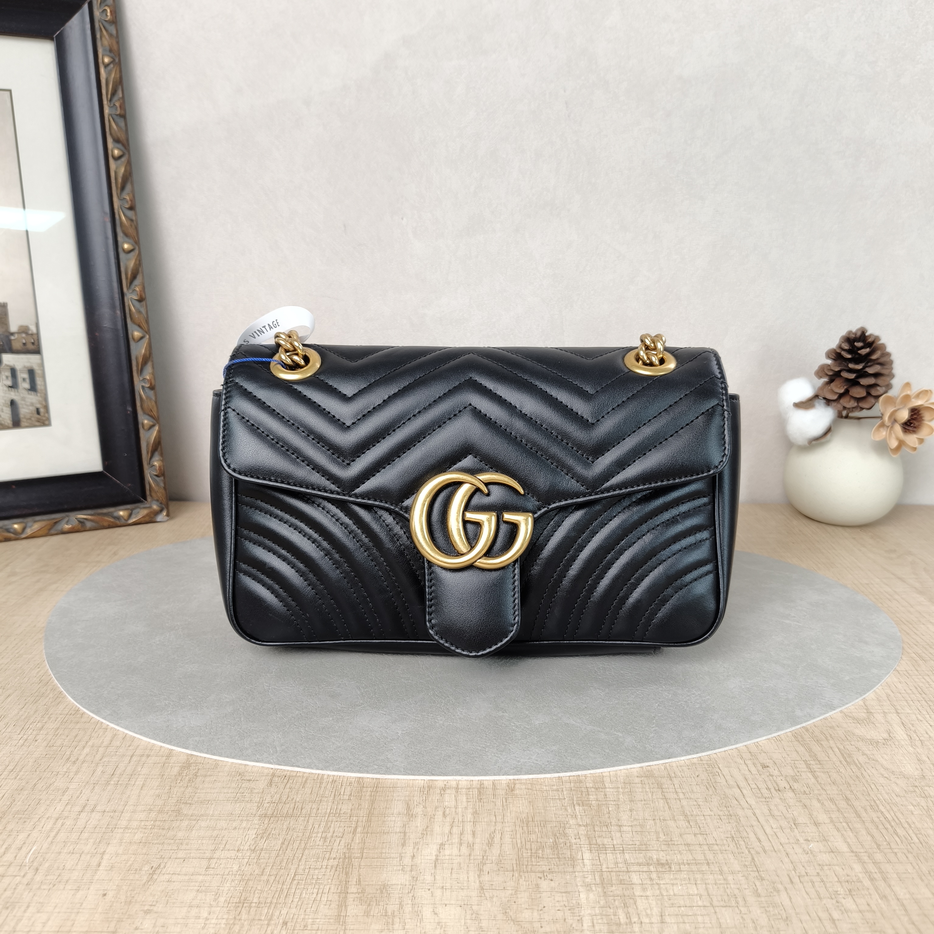 GUCCI Crossbody Bag GG Marmont Medium Marmont 26Black CC alfskin Medium26 × 7 × 15 cm