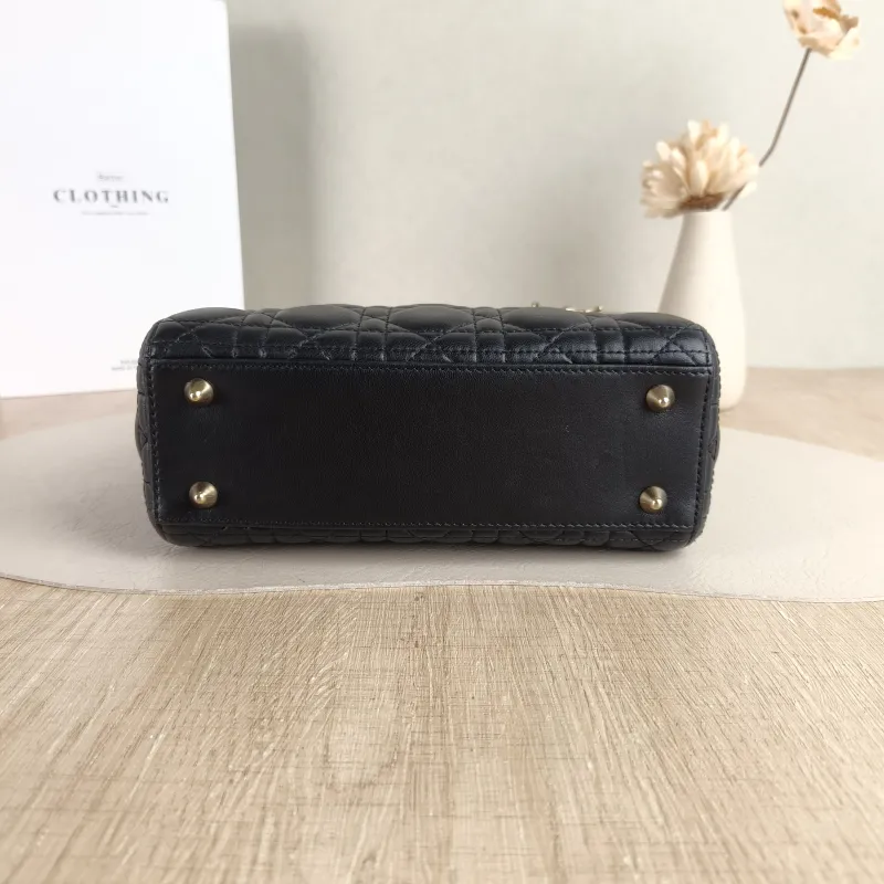 DIOR Top Handle Bag Lady Lady Dior Bag Black SL ambskin Small 20 × 8 × 18 cm — cover view 3 of 5