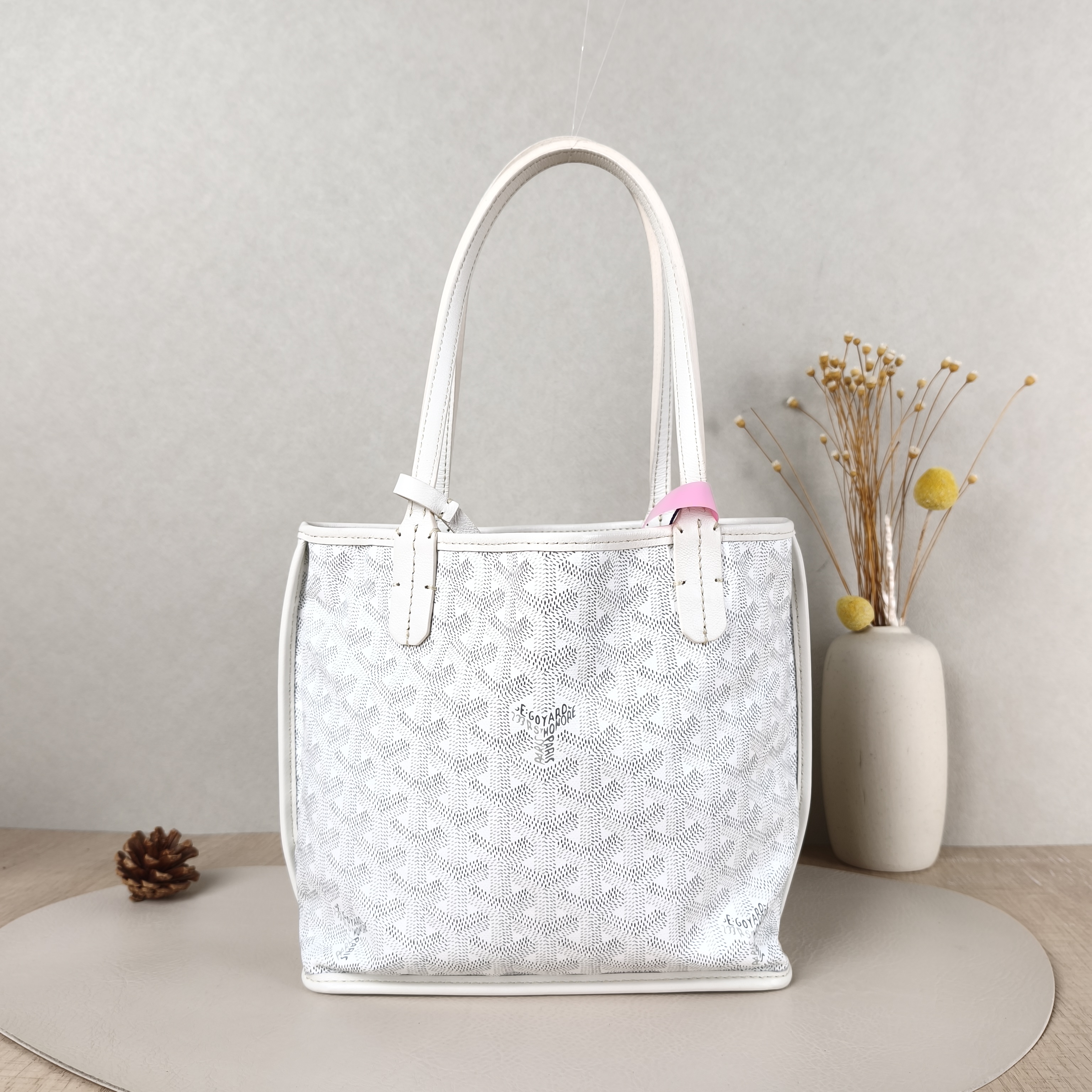 GOYARD Top Handle Bag ANJOU Shopping Tote White PV Cmini19.5 × 9 × 19.5 cm