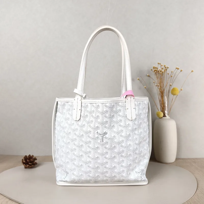 GOYARD Top Handle Bag ANJOU Shopping Tote White PV Cmini19.5 × 9 × 19.5 cm