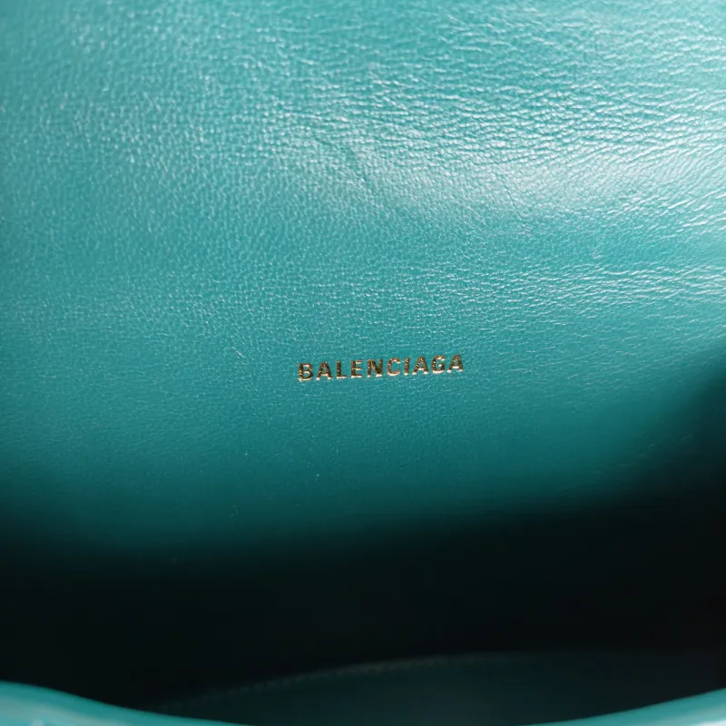 BALENCIAGA Crossbody Bag Hourglass Hourglass Bag Green Embossed Calfskin XS 19 × 8 × 13 cm — detail view 8 of 12