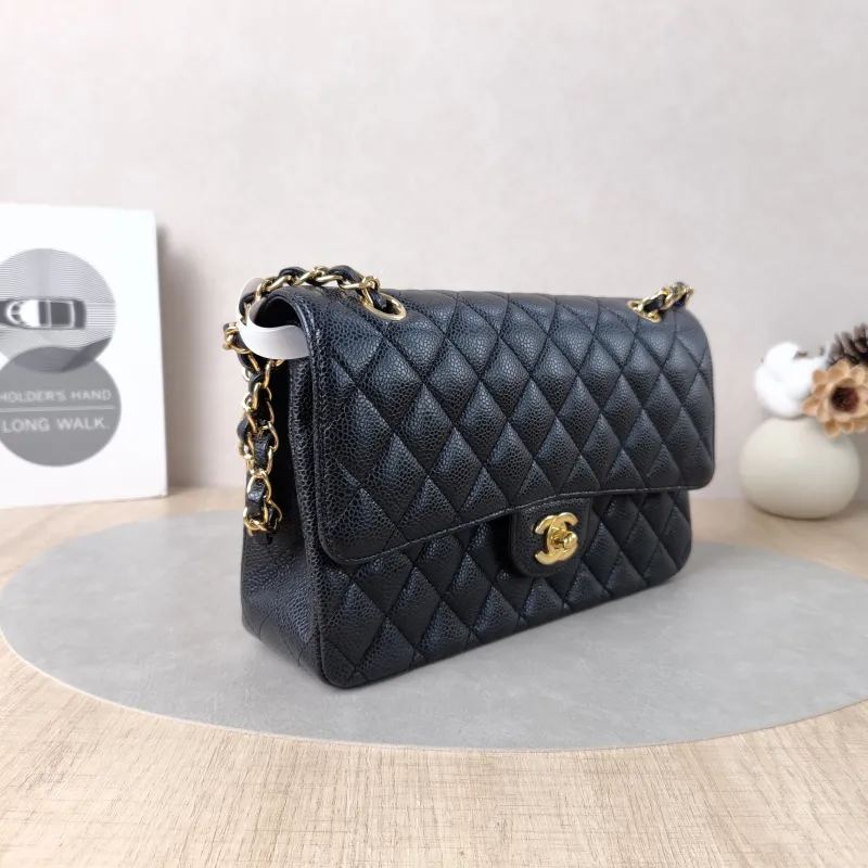 Chanel Crossbody Bag Classic Flap CF Black Grained Calfskin Medium 25.5 × 6.5 × 15.5 cm — cover view 7 of 7