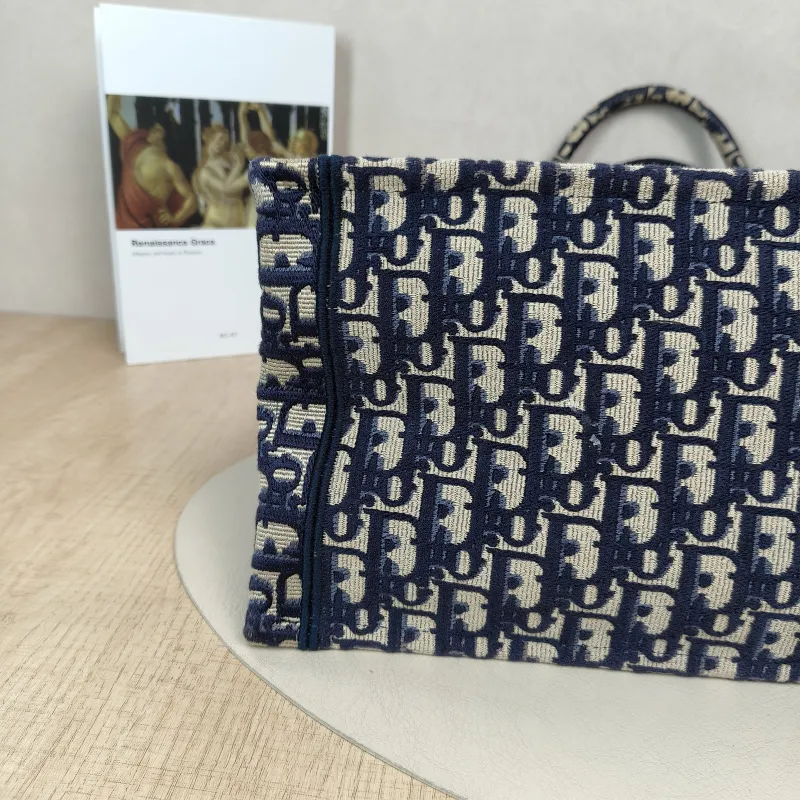 DIOR Top Handle Bag Book Tote Blue Canvas Large42 × 18.5 × 35 cm — detail view 1 of 12