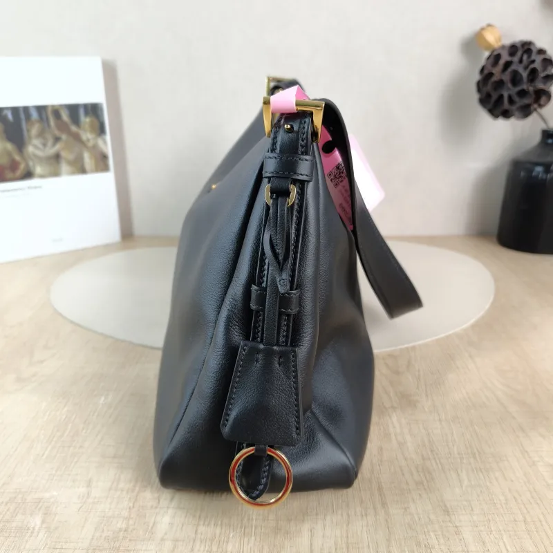 PRADA Shoulder Bag Aimée Black Calfskin One Size 38 × 11 × 22 cm — detail view 8 of 11
