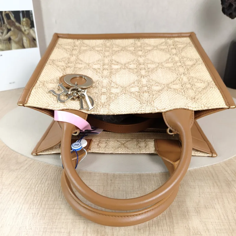 DIOR Top Handle Bag Book Tote Shoulder Strap Edition Brown Woven Small26.5 × 14 × 22 cm — detail view 7 of 11