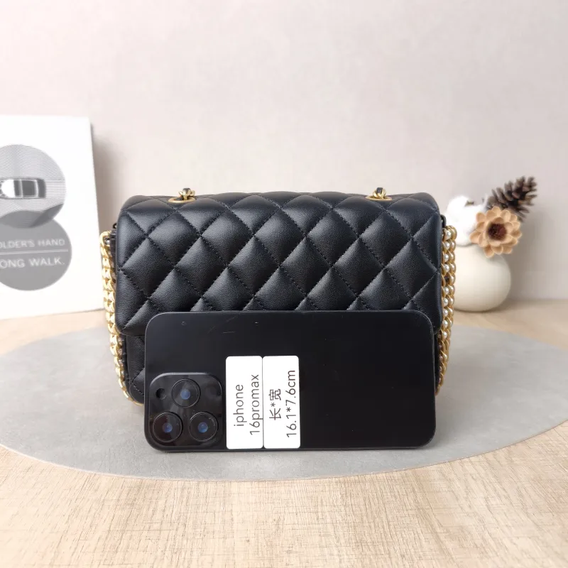 Chanel Crossbody Bag Pearl Crossbody Bag Black Lambskin One Size20 × 5 × 13 cm — cover view 4 of 5