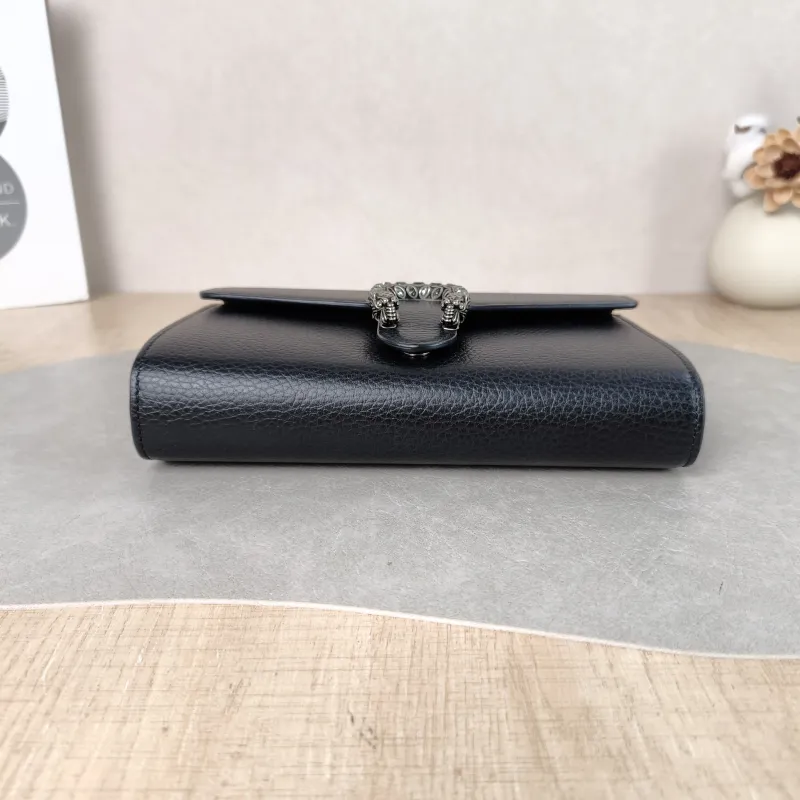 GUCCI Crossbody Bag Dionysus Collection Wallet woc Black Calfskin Mini 20 × 5 × 13 cm — cover view 2 of 6
