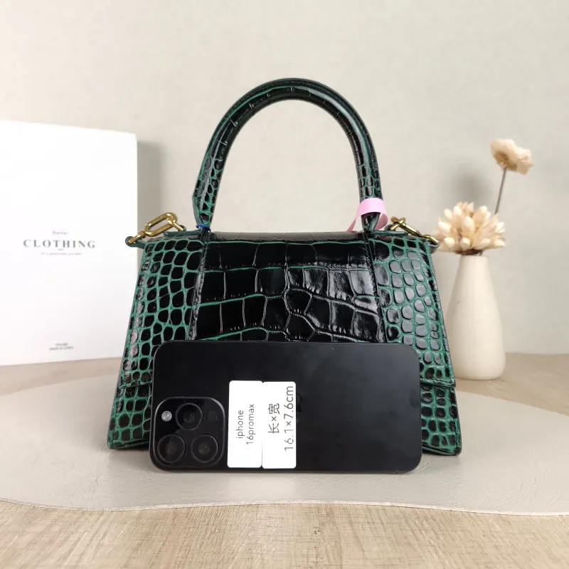 BALENCIAGA Crossbody Bag Hourglass Hourglass Bag Green Calfskin Small 23 × 10 × 14 cm — cover view 2 of 5