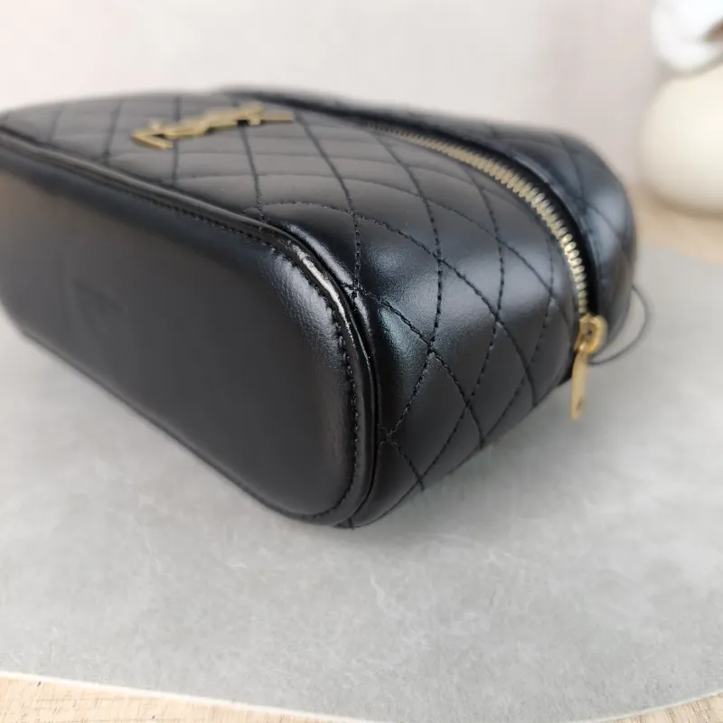 SAINT LAURENT Shoulder Bag Gaby Cosmetic Bag Black Calfskin Medium 18 × 6.5 × 11 cm — detail view 6 of 11