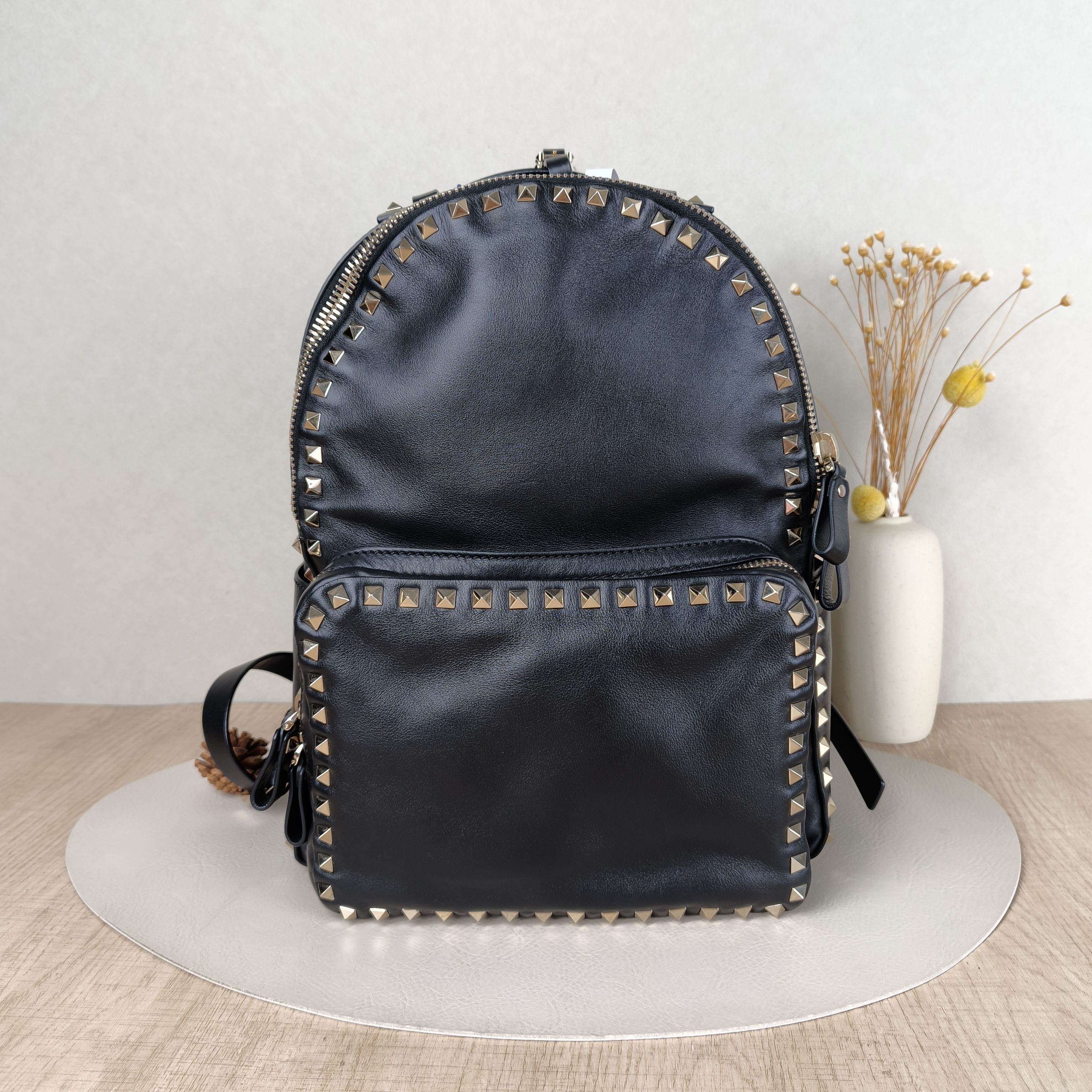 Valentino Backpack Backpack Black Calfskin 26 × 15 × 31 cm