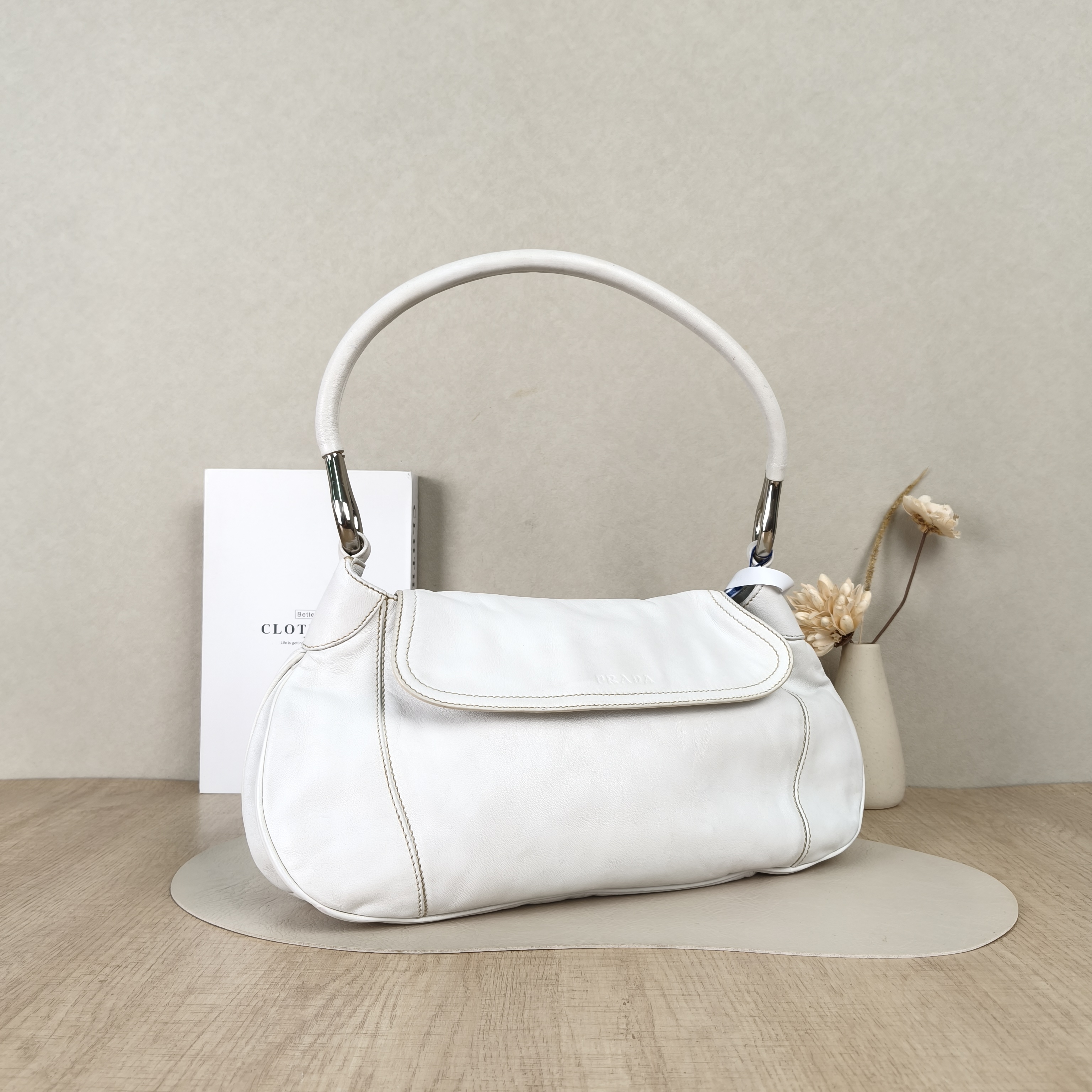 PRADA Shoulder Bag Hobo Shoulder Bag White Calfskin38.5 × 8 × 18.5 cm — cover view 4 of 5