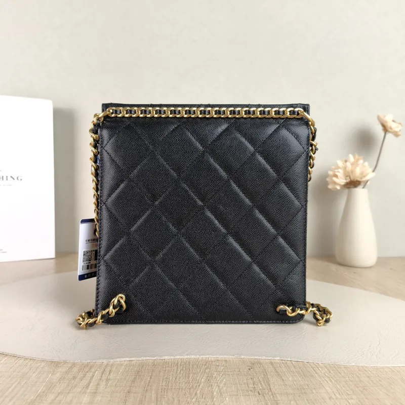 Chanel Backpack 23a Backpack Black with Gold-Tone Hardware Grained Calfskin One Size 20 × 7.5 × 21 cm — cover view 3 of 5