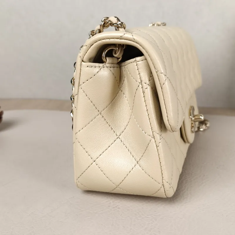 Chanel Crossbody Bag Classic Flap Large Mini CF Mini Beige Lambskin mini 20 × 6 × 12 cm — detail view 5 of 16