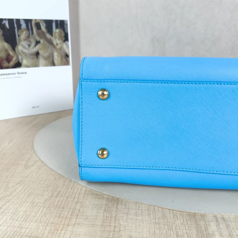 FERRAGAMO Top Handle Bag Tote Bag Blue Calfskin 27 × 14 × 21 cm — detail view 11 of 11