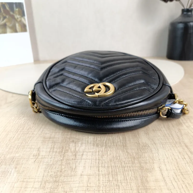 GUCCI Crossbody Bag Ophidia GG Round Bag Black Calfskinmini18 × 4.5 × 18 cm — detail view 10 of 11