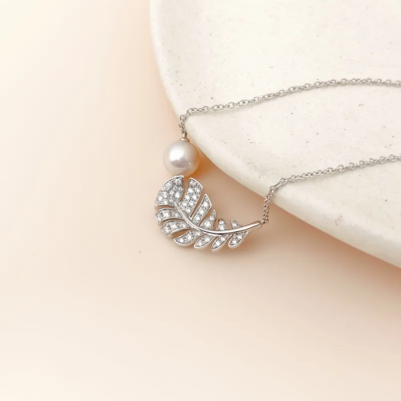 Chanel Necklace Plume Pavé Diamond Necklace White Gold Diamond18KW hite Gold One Size 40cm — cover view 3 of 10