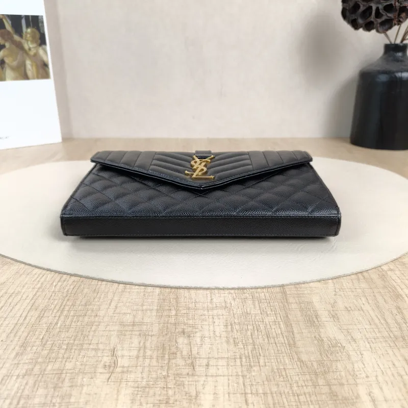 SAINT LAURENT Crossbody Bag ENVELOPE Black Grained Calfskin Small21 × 6 × 13 cm — cover view 2 of 6