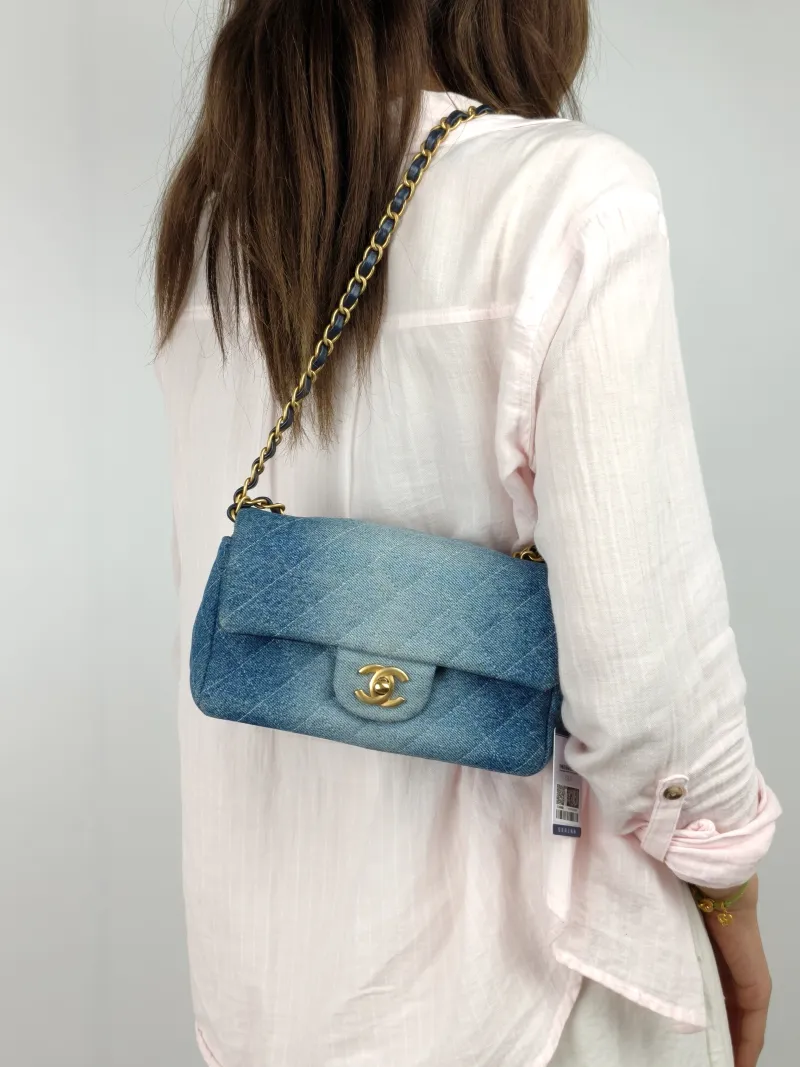 Chanel Crossbody Bag Classic Flap Large Mini CF Mini Blue mini 20 × 6 × 12 cm — on-model view 1 of 3