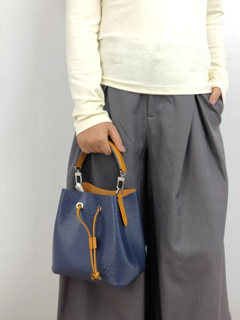 Louis Vuitton Crossbody Bag NÉONOÉ Bucket Bag BB Blue · Yellow Epi Embossed Calfskin BB 20 × 13 × 20 cm — on-model view 3 of 3