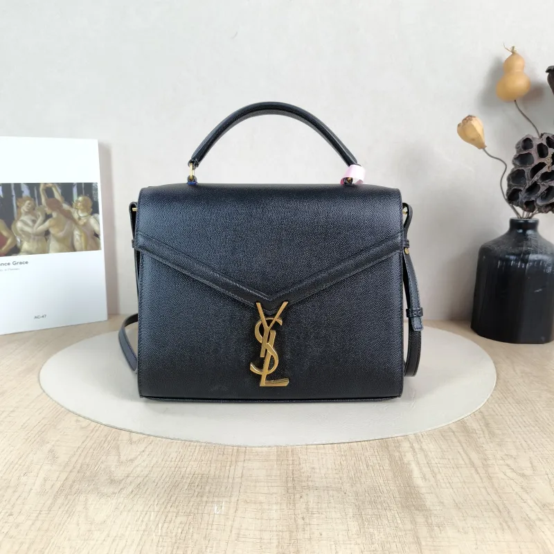 SAINT LAURENT Shoulder Bag Cassandra Shoulder Bag Black with Gold-Tone Hardware Grained Calfskin Medium 24.5 × 11.5 × 20 cm