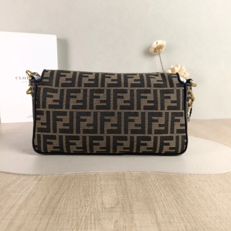 FENDI Crossbody Bag Baguette Baguette Bag Brown Canvas Medium 27 × 6 × 15 cm — cover view 3 of 6