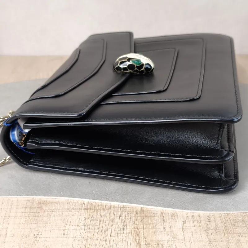 Bvlgari Shoulder Bag Serpenti Forever Collection Crossbody Bag Black Calfskin Medium 27.5 × 7 × 18 cm — detail view 5 of 12